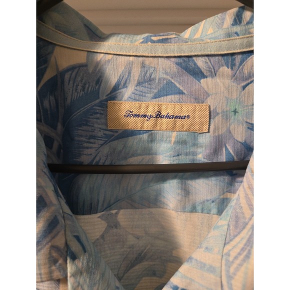Tommy Bahama Floral Hawaiian Shirt Size 3XLT 100% Silk Blue - Picture 2 of 9